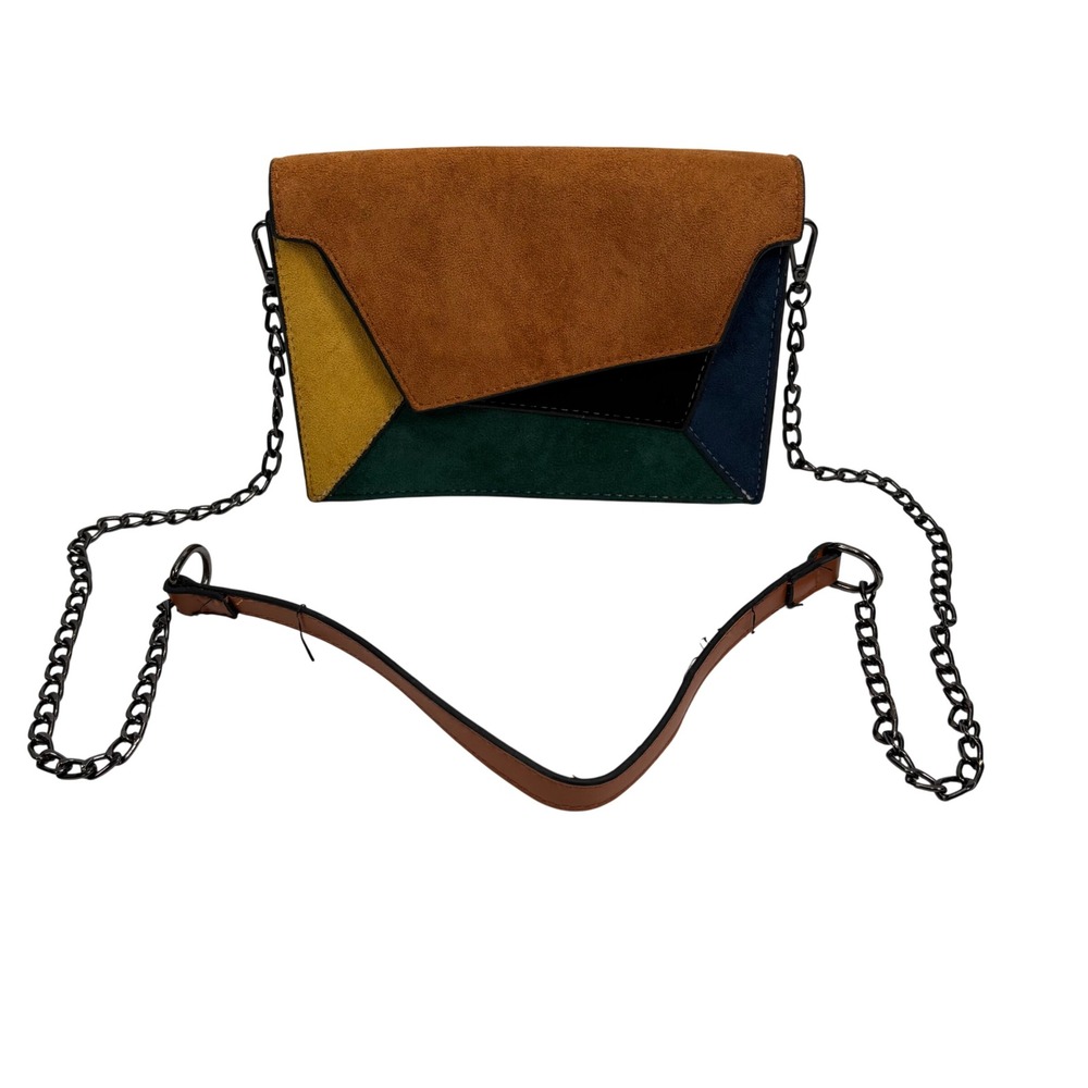 80s Retro Eclectic Women Small Crossbody Bag Colorblock Geometric Patchwork